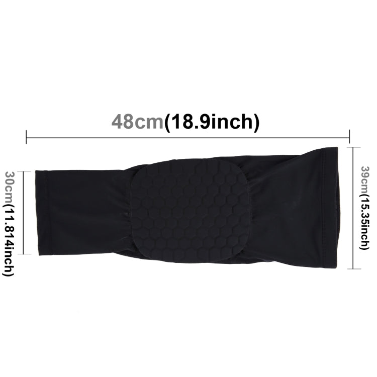 1 cái bảo vệ đầu gối thể thao chống va đập hình tổ ong bằng Lycra co giãn, phiên bản dài, kích thước: XL, XL