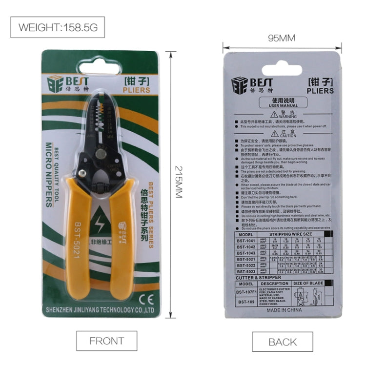 BEST-5021 0.6 ~ 2.6mm Portable Crimper Cable Stripping Wire Stripping Pliers, BEST-5021