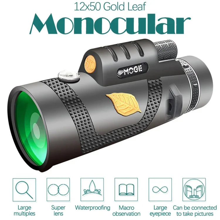 Ống nhòm đơn chuyên nghiệp HD nhìn ban đêm Moge 12x50 có chân máy, Moge 12x50 có chân máy