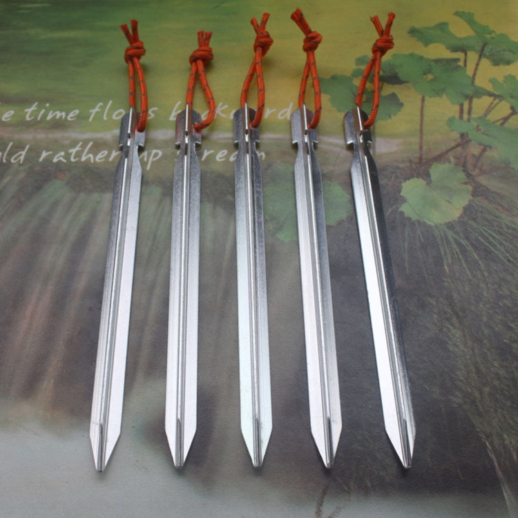5 cây đinh cọc lều hợp kim nhôm phụ kiện lều du lịch ngoài trời có dây, chiều dài: 18cm