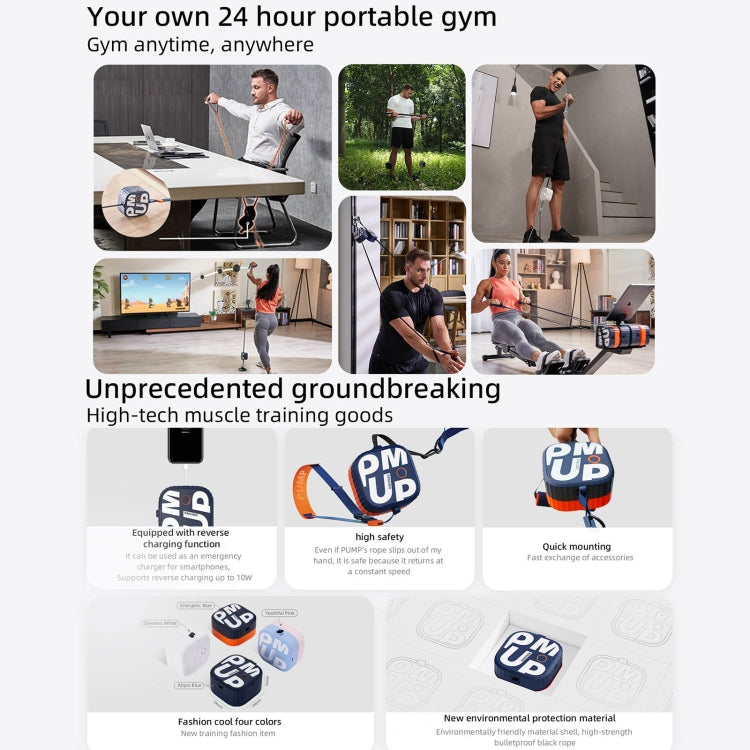 Unitree bơm tập gym tại nhà di động máy cáp điều chỉnh lực 4.4-44lbs, bơm (xanh đậm), bơm (xanh cam), bơm (trắng), bơm (hồng)