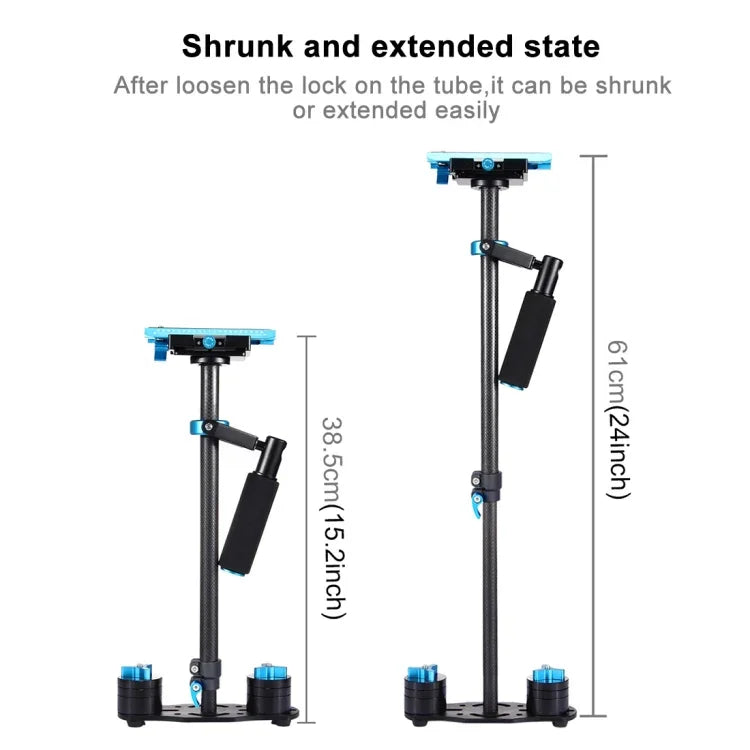 Bộ ổn định cầm tay bằng sợi carbon PULUZ 38.5-61cm cho DSLR & DV Video kỹ thuật số & máy ảnh, Tải trọng: 0.5-3kg, P60T Xanh, P60T Đỏ