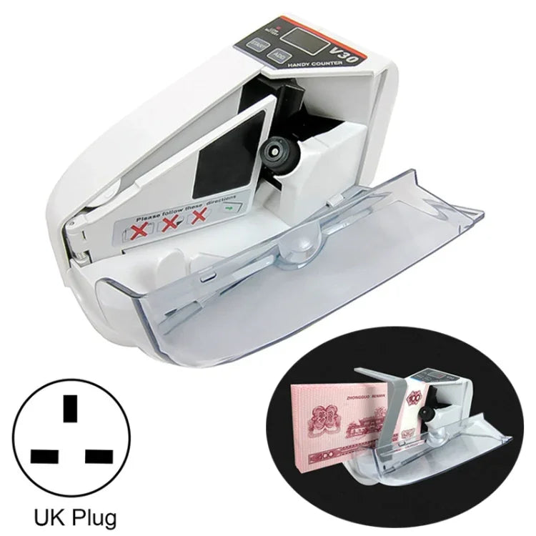 Máy đếm tiền giấy đa năng mini V30, phích cắm Anh, phích cắm Anh