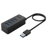 ORICO W5P-U3-30 Bộ chia USB 3.0 để bàn 4 cổng với cáp Micro USB 30cm nguồn điện, W5P-U3-30 Màu đen