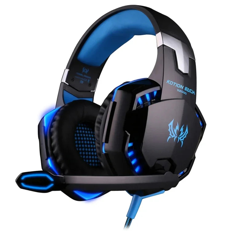 Tai nghe chụp tai chơi game KOTION EACH G2000 với mic, âm thanh nổi bass LED cho PC Gamer, chiều dài cáp: khoảng 2.2m (Trắng + Đỏ), G2000