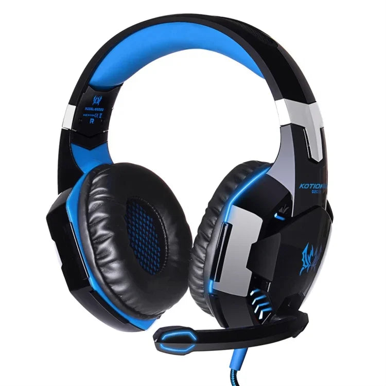 Tai nghe chụp tai chơi game KOTION EACH G2000 với mic, âm thanh nổi bass LED cho PC Gamer, chiều dài cáp: khoảng 2.2m (Trắng + Đỏ), G2000