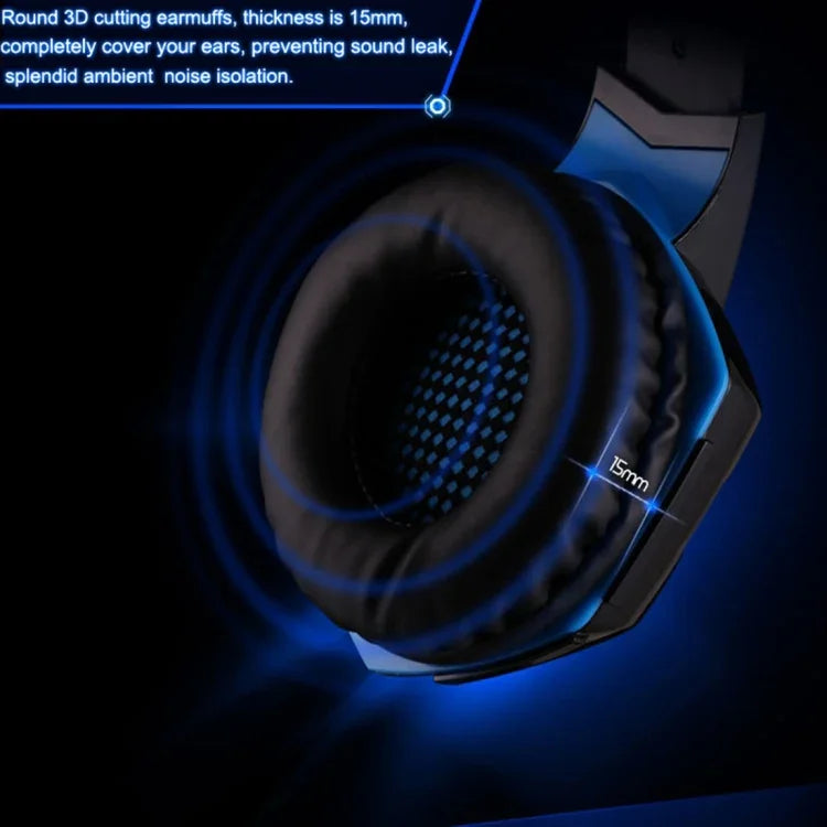 Tai nghe chụp tai chơi game KOTION EACH G2000 với mic, âm thanh nổi bass LED cho PC Gamer, chiều dài cáp: khoảng 2.2m (Trắng + Đỏ), G2000
