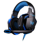 Tai nghe chụp tai chơi game KOTION EACH G2000 với mic, âm thanh nổi bass LED cho PC Gamer, chiều dài cáp: khoảng 2.2m (Trắng + Đỏ), G2000