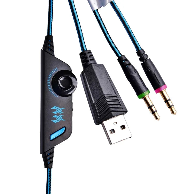 Tai nghe chụp tai chơi game KOTION EACH G2000 với mic, âm thanh nổi bass LED cho PC Gamer, chiều dài cáp: khoảng 2.2m (Trắng + Đỏ), G2000