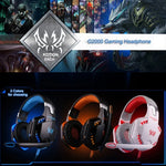 Tai nghe chụp tai chơi game KOTION EACH G2000 với mic, âm thanh nổi bass LED cho PC Gamer, chiều dài cáp: khoảng 2.2m (Trắng + Đỏ), G2000
