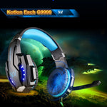 Tai nghe chụp tai chơi game KOTION EACH G9000 3.5mm với mic và đèn LED cho Laptop / Máy tính bảng / Điện thoại di động, chiều dài cáp: khoảng 2.2m, G9000