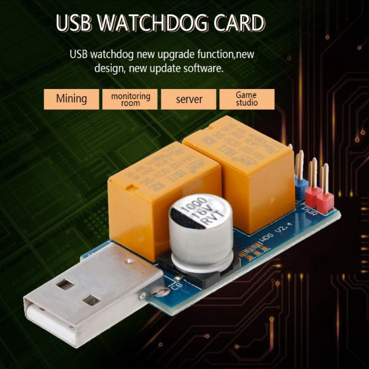 Card USB Watchdog rơ le kép tự động khởi động lại khi màn hình xanh, hẹn giờ khởi động lại cho máy chủ khai thác 24 giờ chơi game