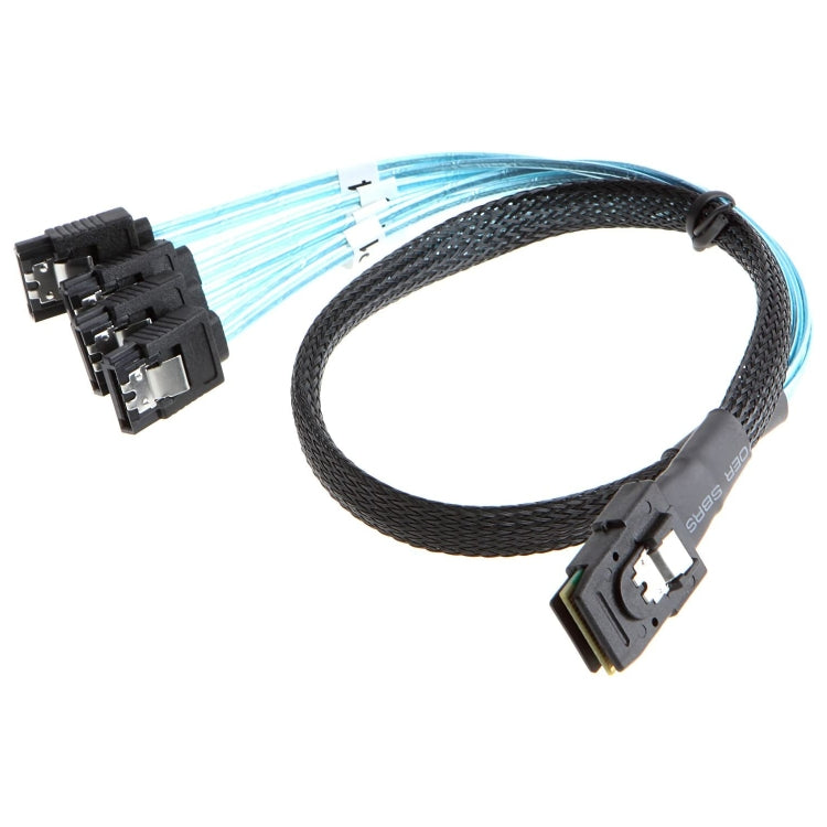 Cáp dữ liệu Mini SAS (SFF-8087) sang 4 x SATA 7 chân cái, chiều dài 50cm, SFF-8087 (Chiều dài: 50cm)