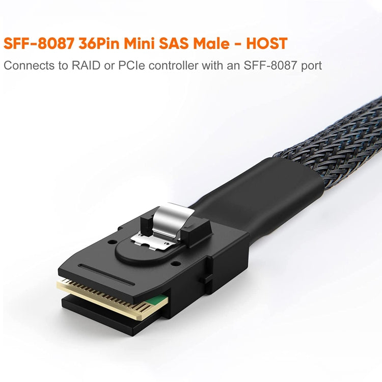 Cáp dữ liệu Mini SAS (SFF-8087) sang 4 x SATA 7 chân cái, chiều dài 50cm, SFF-8087 (Chiều dài: 50cm)