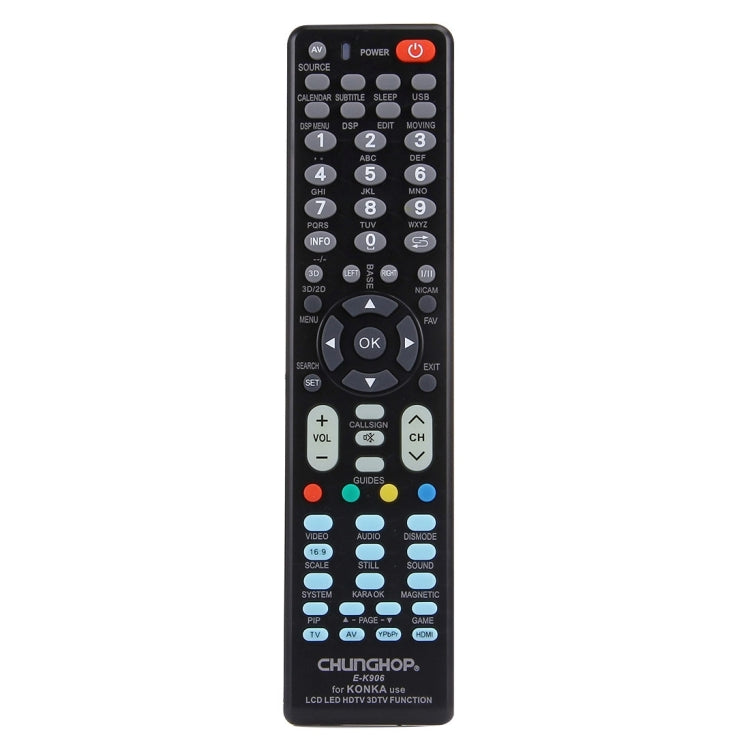 Điều khiển từ xa đa năng CHUNGHOP E-K906 cho TV LED / LCD / HDTV / 3DTV KONKA, dành cho TV KONKA