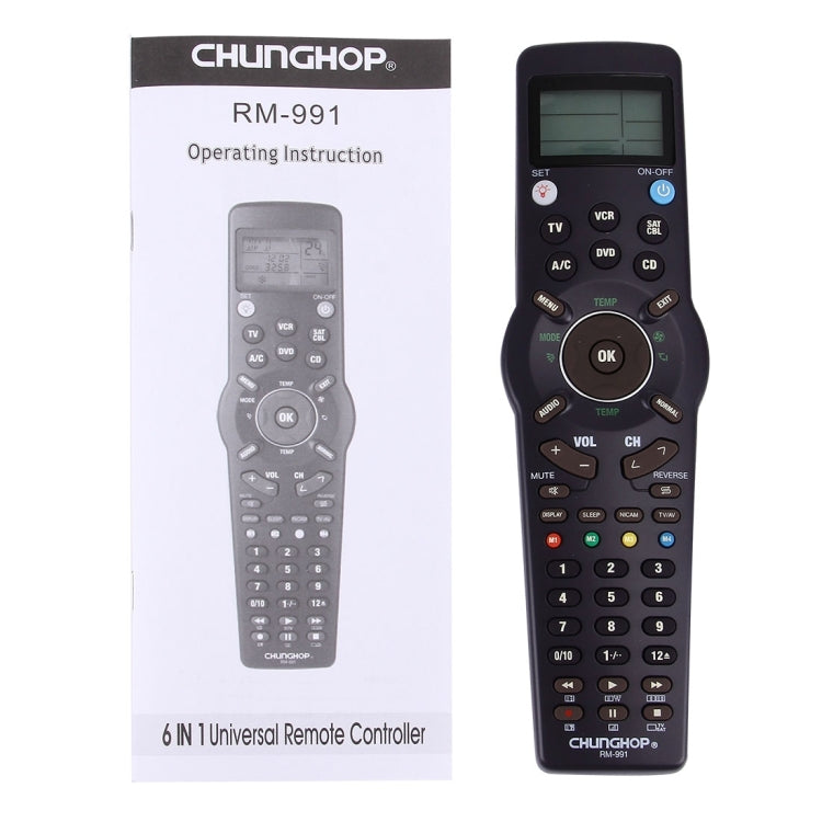 Điều khiển từ xa LCD đa năng CHUNGHOP RM-L991 có chức năng học cho TV VCR SAT CBL DVD CD A/C, RM-L991