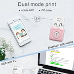 Máy in nhiệt Bluetooth bỏ túi không mực Peripage A6, màu hồng A6, xanh A6, trắng A6