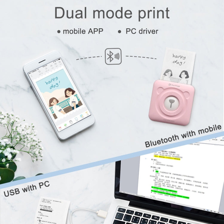 Máy in nhiệt Bluetooth bỏ túi không mực Peripage A6, màu hồng A6, xanh A6, trắng A6