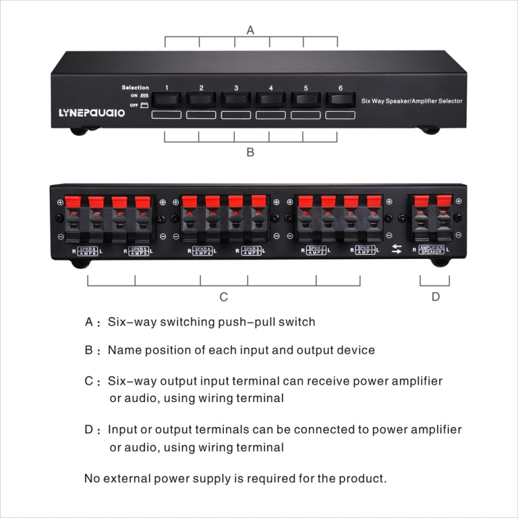 LINEPAUDIO B898 Loa stereo sáu chiều / Bộ so sánh bộ khuếch đại Công tắc chọn lọc hai chiều