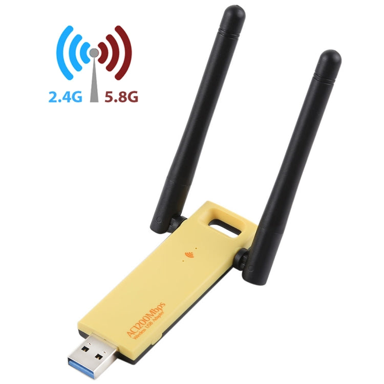 Bộ chuyển đổi WiFi USB 3.0 băng tần kép 2.4GHz & 5GHz AC1200Mbps với 2 ăng-ten ngoài, AC1200Mbps USB 3.0