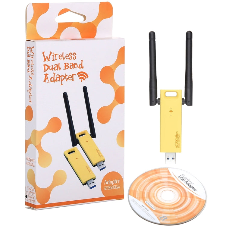 Bộ chuyển đổi WiFi USB 3.0 băng tần kép 2.4GHz & 5GHz AC1200Mbps với 2 ăng-ten ngoài, AC1200Mbps USB 3.0
