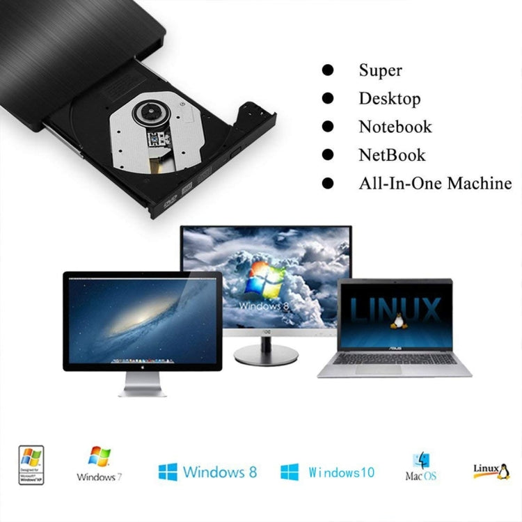 Ổ đĩa DVD-Rw/DVD/CD ghi lại di động USB 3.0 bật lên, kết cấu chải, thiết bị ODD & HDD bên ngoài, DVD kết cấu chải (B)