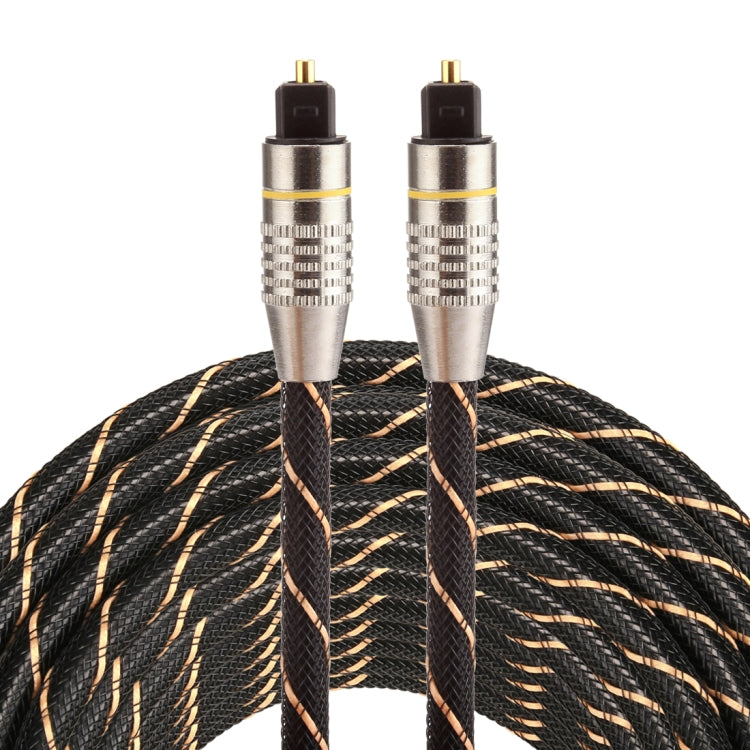 Cáp âm thanh quang kỹ thuật số Toslink đực sang đực, đầu kim loại mạ vàng, đường kính ngoài 6.0mm, dài 10m, dây lưới dệt