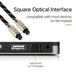 Cáp âm thanh quang kỹ thuật số Toslink đực sang đực, đầu kim loại mạ vàng, đường kính ngoài 6.0mm, dài 10m, dây lưới dệt