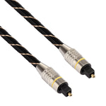 Cáp âm thanh quang kỹ thuật số Toslink đực sang đực, đầu kim loại mạ vàng, đường kính ngoài 6.0mm, dài 15m, dây lưới dệt