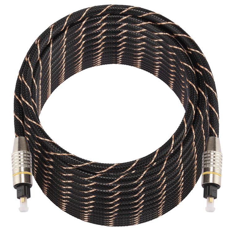 Cáp âm thanh quang kỹ thuật số Toslink đực sang đực, đầu kim loại mạ vàng, đường kính ngoài 6.0mm, dài 15m, dây lưới dệt
