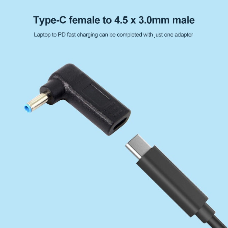 Bộ Chuyển Đổi Đầu Cắm Góc USB-C / Type-C Cái Sang Đầu Đực 4.5 x 3.0mm, Góc 4.5 x 3.0mm Màu Đen, Góc 4.5 x 3.0mm Màu Xanh Dương