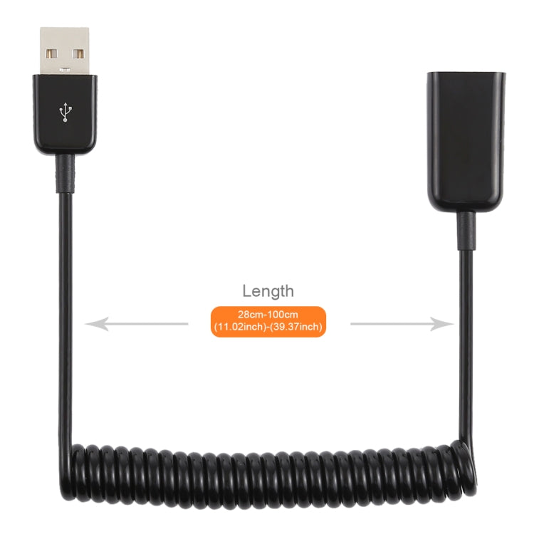 Cáp cuộn lò xo USB-A đực sang USB-A cái 1m, AM sang AF, Chiều dài: 1.0m