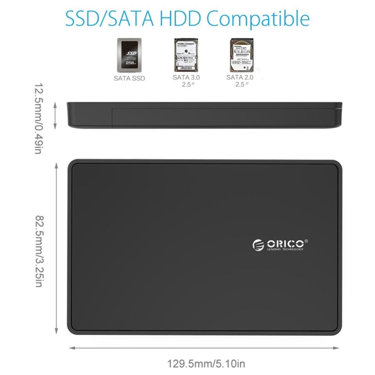 Hộp ổ cứng ngoài USB3.0 ORICO 2588US3 cho ổ cứng SATA 2.5 inch HDD / SSD dày 9.5mm laptop PC