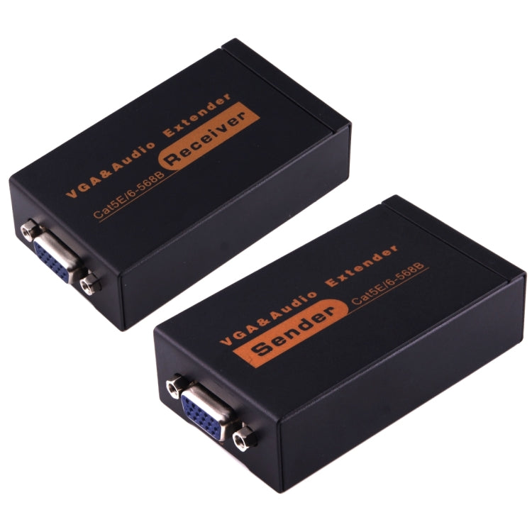 Bộ mở rộng VGA & âm thanh 1920x1440 HD 100m cáp mạng Cat5e / 6-568B, Bộ phát nhận tín hiệu, Khoảng cách truyền: 100m