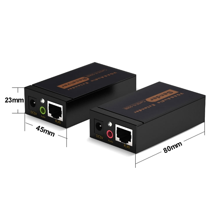 Bộ mở rộng VGA & âm thanh 1920x1440 HD 100m cáp mạng Cat5e / 6-568B, Bộ phát nhận tín hiệu, Khoảng cách truyền: 100m