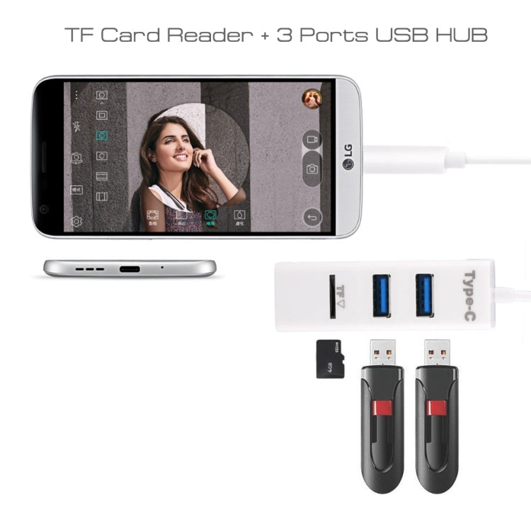 Bộ chia USB 3.1 USB-C / Type-C sang USB 2.0 COMBO 3 cổng + Đầu đọc thẻ TF, 3 cổng USB + thẻ TF