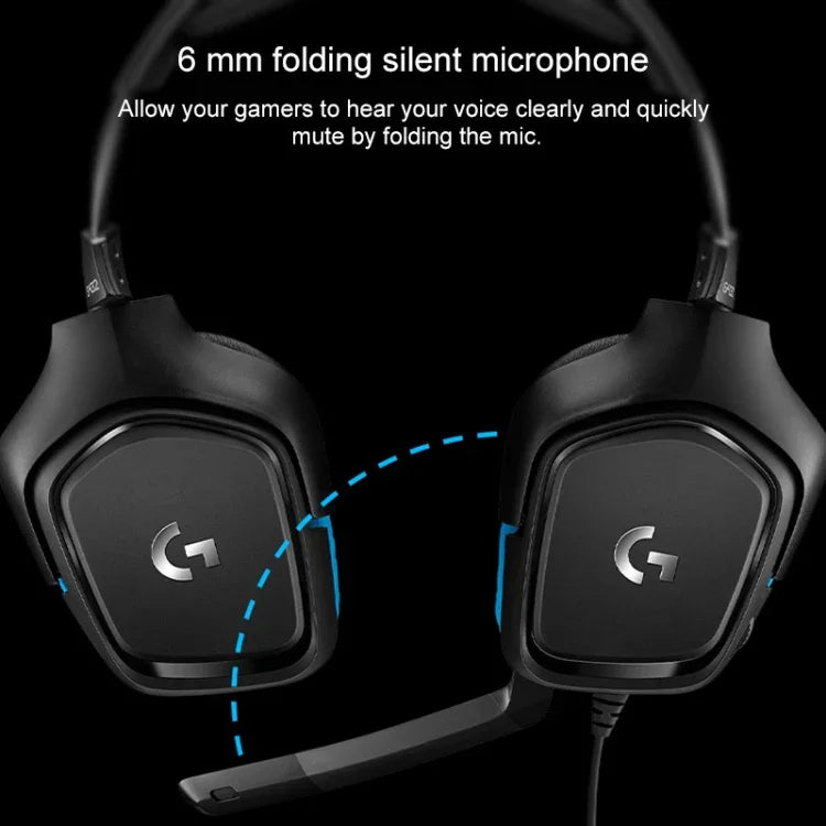 Tai nghe chơi game Logitech G431 với âm thanh vòm Dolby 7.1, âm thanh nổi, gập được, giảm tiếng ồn, dành cho thi đấu, G431