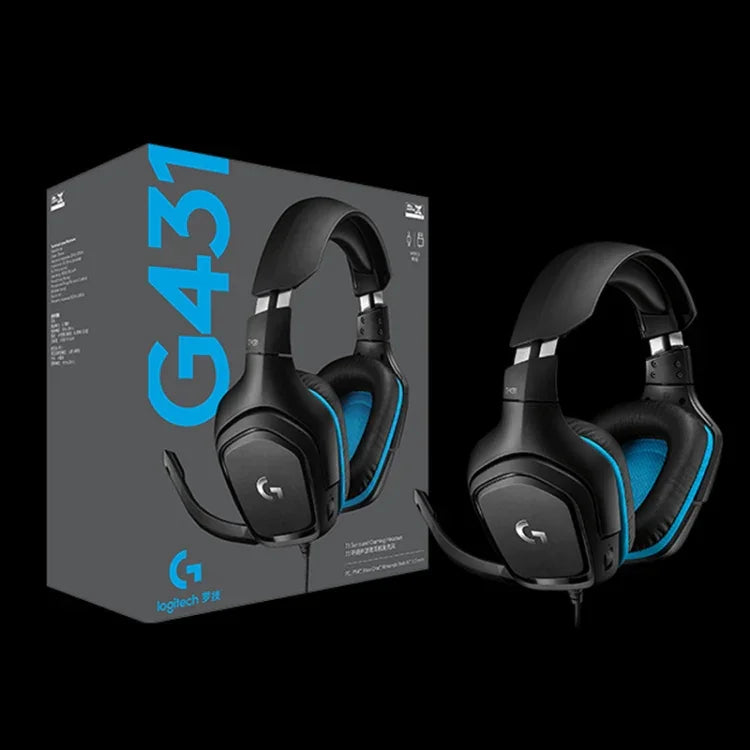 Tai nghe chơi game Logitech G431 với âm thanh vòm Dolby 7.1, âm thanh nổi, gập được, giảm tiếng ồn, dành cho thi đấu, G431