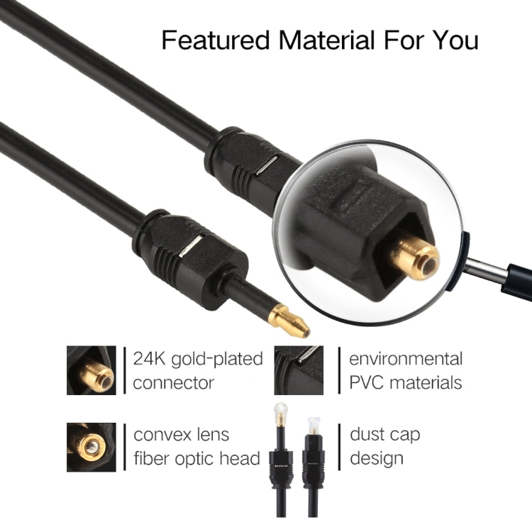 Cáp âm thanh quang học kỹ thuật số Toslink đực sang Mini Toslink 3.5mm đực 1m OD4.0mm, chiều dài: 1m