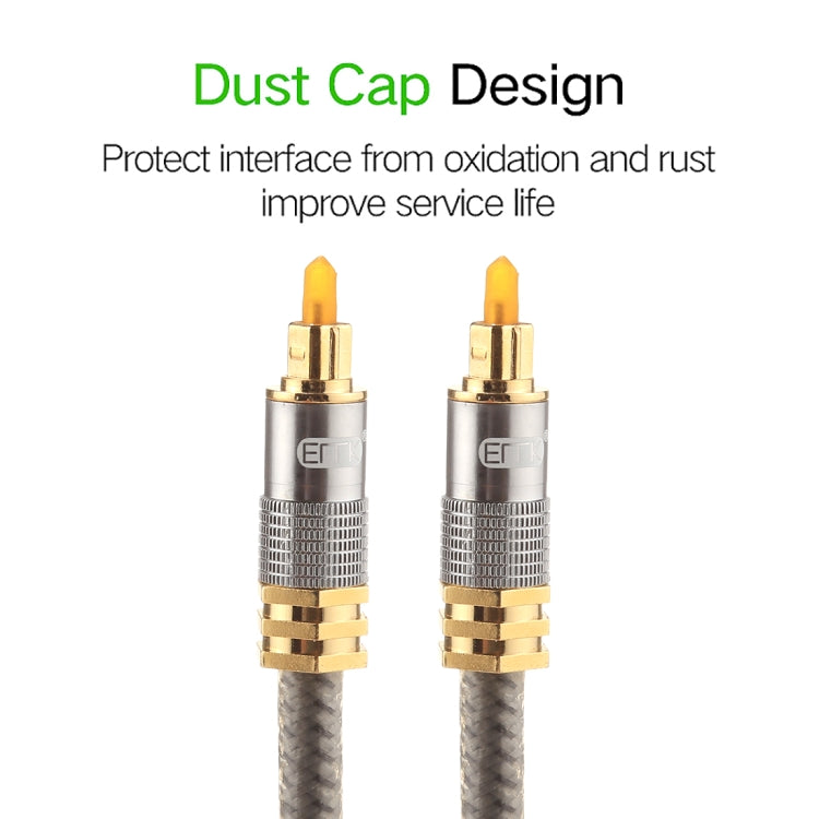 Cáp âm thanh quang học kỹ thuật số Toslink đực sang đực đầu kim loại mạ vàng EMK YL-A 3m OD8.0mm, chiều dài: 3m
