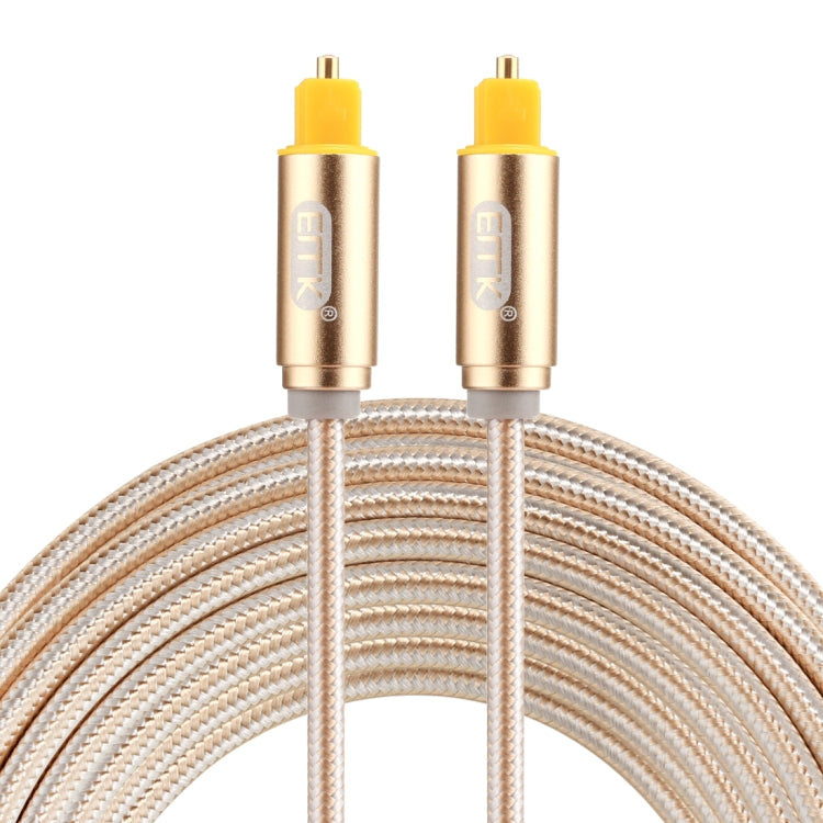 Cáp âm thanh quang học kỹ thuật số Toslink đực sang đực đầu kim loại mạ vàng EMK 3m OD4.0mm, dây bện, chiều dài: 3m