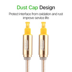 Cáp âm thanh quang học kỹ thuật số Toslink đực sang đực đầu kim loại mạ vàng EMK 3m OD4.0mm, dây bện, chiều dài: 3m