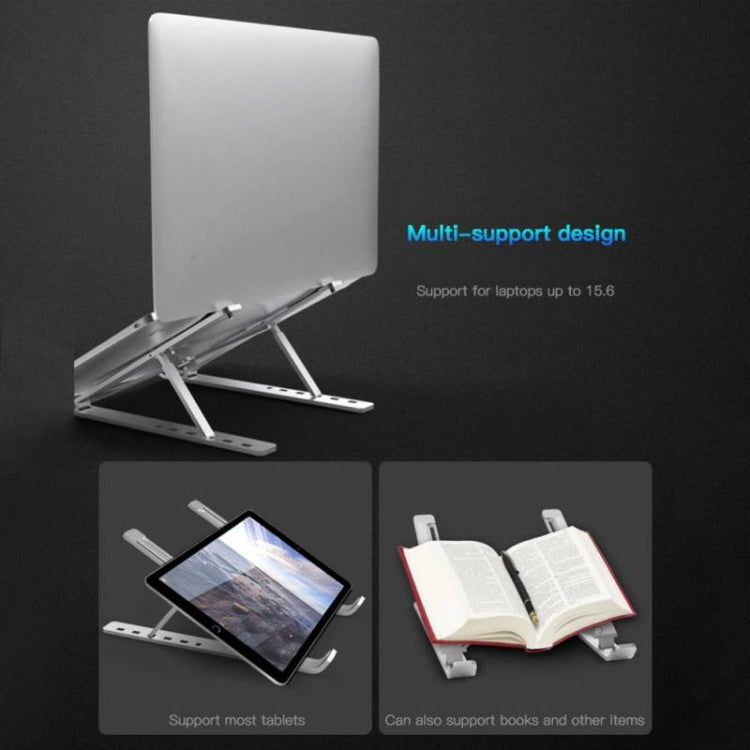 Giá đỡ nâng cao laptop hợp kim nhôm gập gọn di động tản nhiệt máy tính, kích thước: 24x16.5x5.5cm