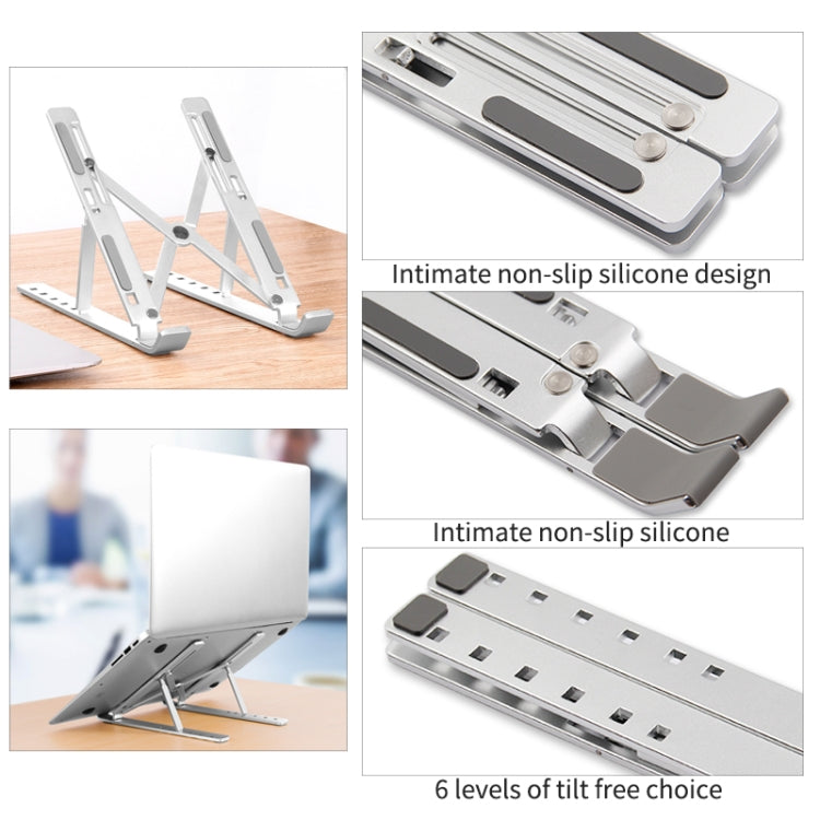 Giá đỡ nâng cao laptop hợp kim nhôm gập gọn di động tản nhiệt máy tính, kích thước: 24x16.5x5.5cm