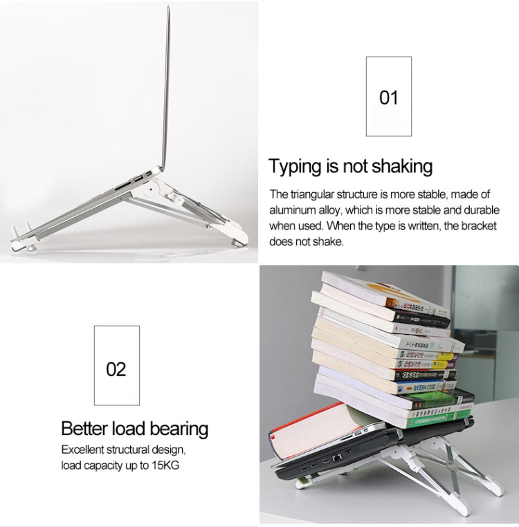 Giá đỡ mở rộng chiều cao laptop hợp kim nhôm có thể gập, giá đỡ tản nhiệt máy tính xách tay di động, kích thước: 24.5x3.3x2.8cm