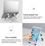 Giá đỡ mở rộng chiều cao laptop hợp kim nhôm có thể gập, giá đỡ tản nhiệt máy tính xách tay di động, kích thước: 24.5x3.3x2.8cm