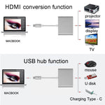 Cáp chuyển đổi USB-C / Type-C 3.1 đực sang USB-C / Type-C 3.1 cái & HDMI cái & USB 3.0 cái, Type-C+USB+HDMI (J), Type-C+USB+HDMI (G), Type-C+USB+HDMI (B), Type-C+USB+HDMI (S)