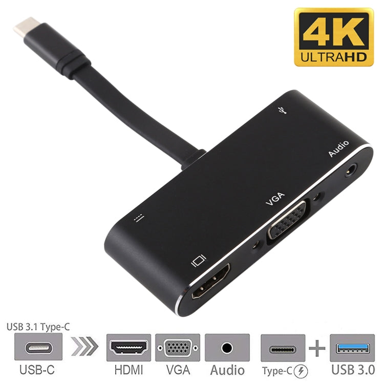 Bộ chuyển đổi V126 USB-C / Type-C đực sang PD + HDMI + VGA + Audio + USB 3.0 cái 5 trong 1