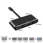 Bộ chuyển đổi V126 USB-C / Type-C đực sang PD + HDMI + VGA + Audio + USB 3.0 cái 5 trong 1