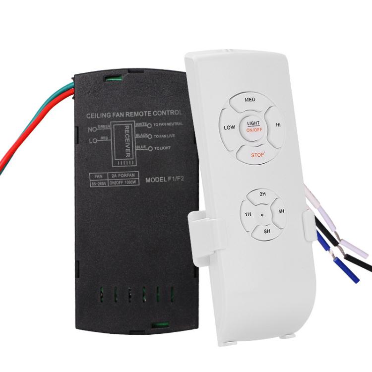 Bộ điều khiển từ xa quạt trần đa năng, 85-265V, công tắc điều khiển không dây có hẹn giờ, điều chỉnh tốc độ gió, bộ phát và bộ thu
